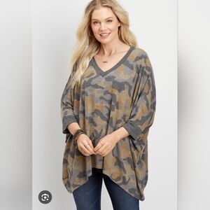 Maurices Gray and Green V-Neck Sweater